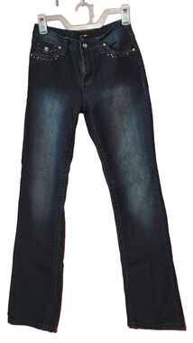 Roz & ALI Women's Jeans Bling Pockets, Straight Leg, Size 4